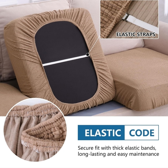 New Thick Jacquard Fabric, Couch Sofa Covers for Pets with Elastic Bottom 2pk. - Picture 4 of 6